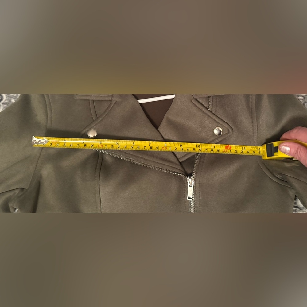 Old Navy Olive Green Faux Suede Moto Jacket – Small Petite - Picture 12 of 12